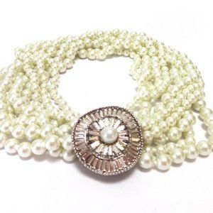 KENNETH JAY LANE, VINTAGE-8 ROW WHITE PEARL & DECO